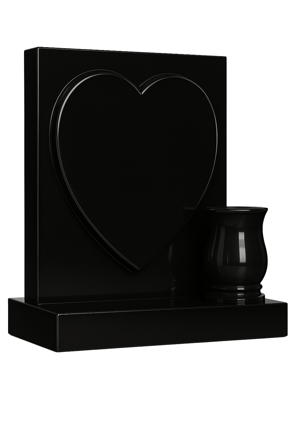 Heartelle Square Top Headstone with Raised Heart & Vase | MM097