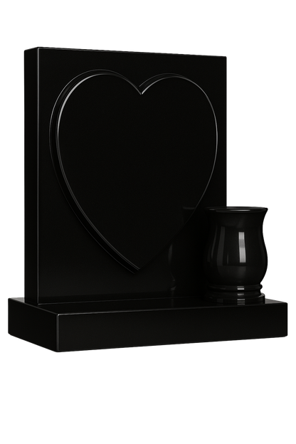 Heartelle Square Top Headstone with Raised Heart & Vase | MM097