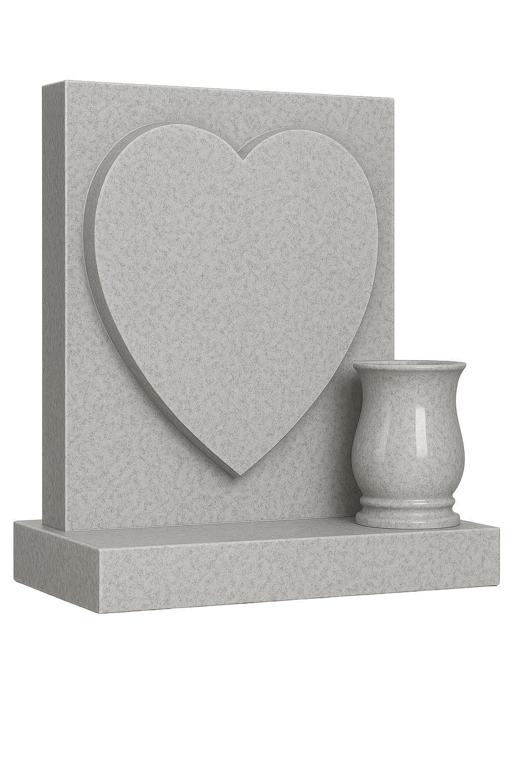 Heartelle Square Top Headstone with Raised Heart & Vase | MM097