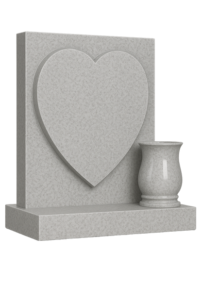 Heartelle Square Top Headstone with Raised Heart & Vase | MM097