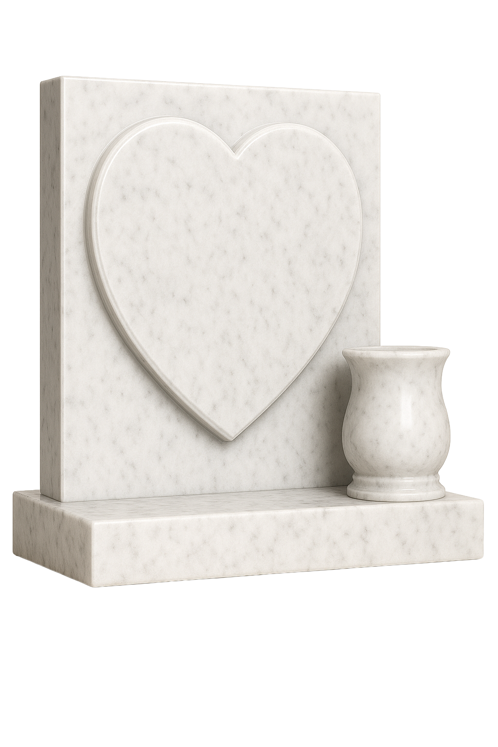 Heartelle Square Top Headstone with Raised Heart & Vase | MM097