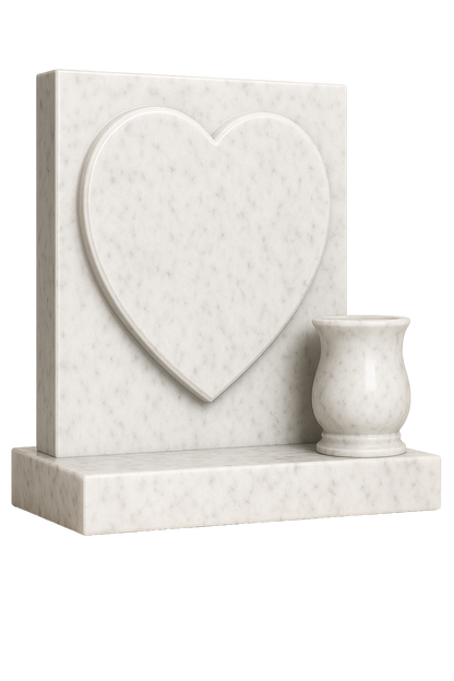 Heartelle Square Top Headstone with Raised Heart & Vase | MM097