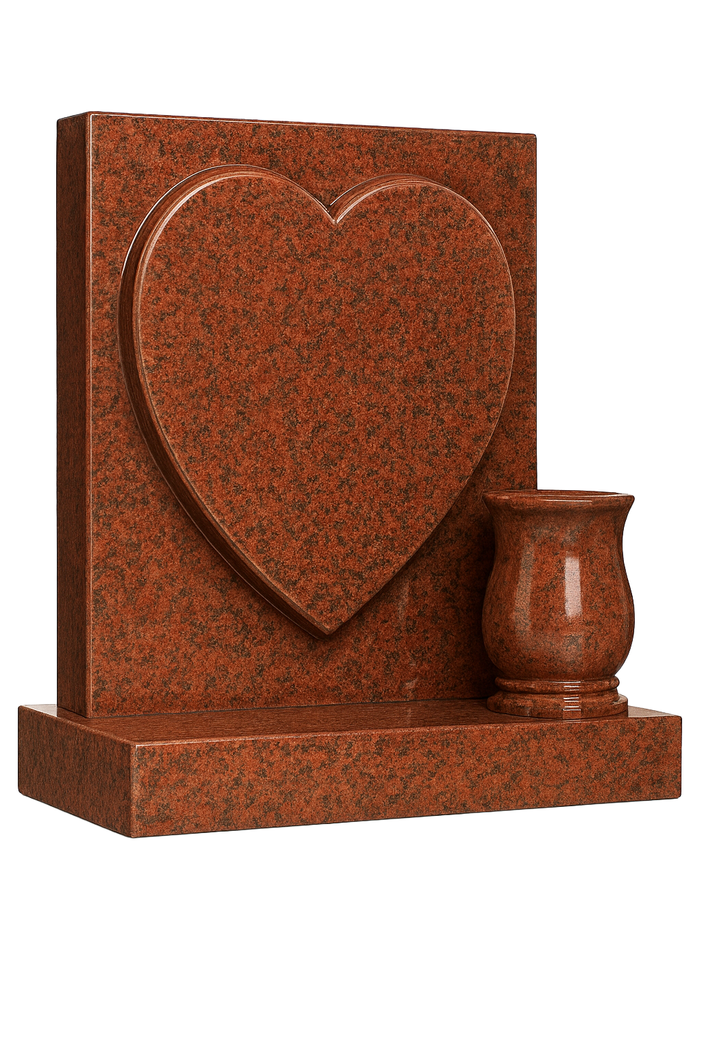 Heartelle Square Top Headstone with Raised Heart & Vase | MM097