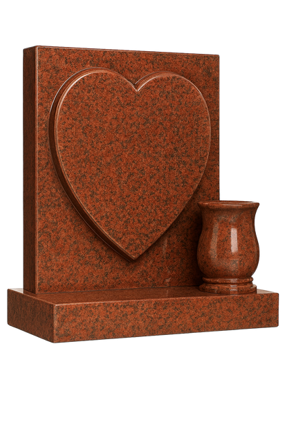 Heartelle Square Top Headstone with Raised Heart & Vase | MM097