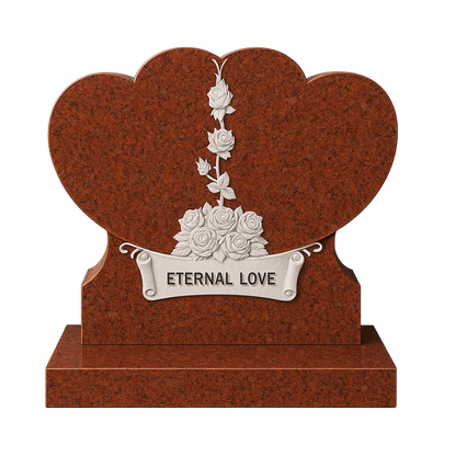 Amoria Double Heart Headstone with Carved Roses | MM101