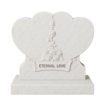 Amoria Double Heart Headstone with Carved Roses | MM101