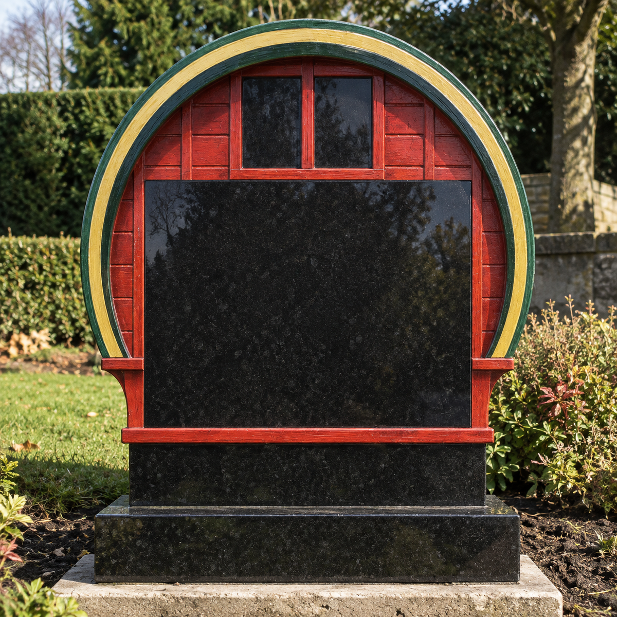 Classic Caravan Shaped Granite Memorial with Traditional Caravan Design | MM264