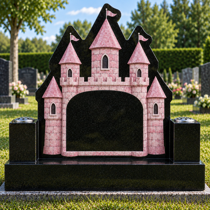 Fairytale Carved Granite Memorial with Castle Design | MM232