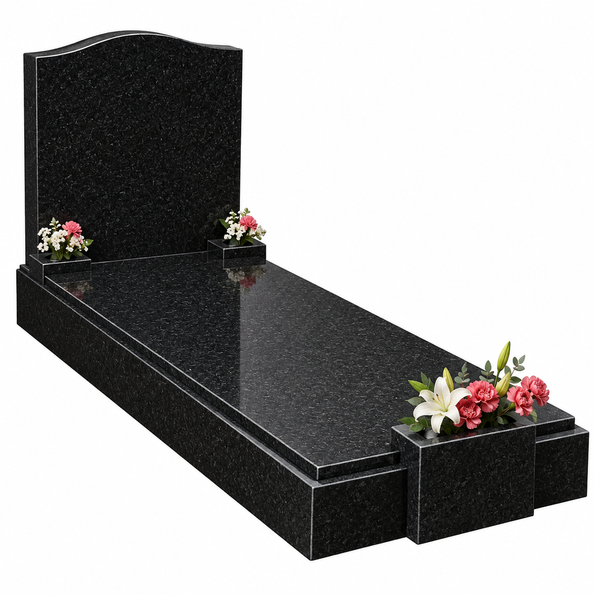 Centora Granite Kerb Set Memorial with Cover Tablet & Twin Vase Posts | MM106