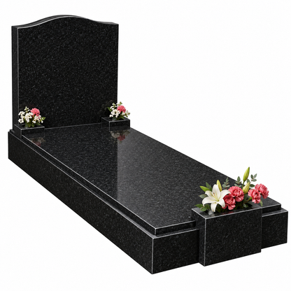 Centora Granite Kerb Set Memorial with Cover Tablet & Twin Vase Posts | MM106