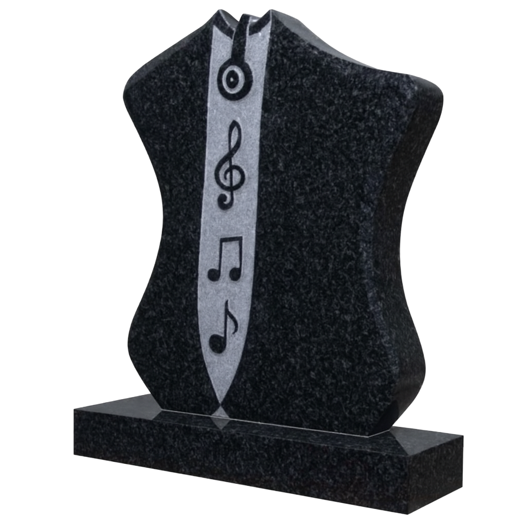 Celestia Music Headstone with Carved Notes & Headphones | MM027
