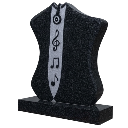 Celestia Music Headstone with Carved Notes & Headphones | MM027