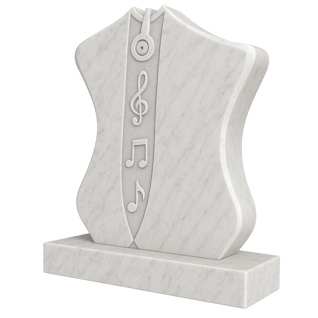 Celestia Music Headstone with Carved Notes & Headphones | MM027