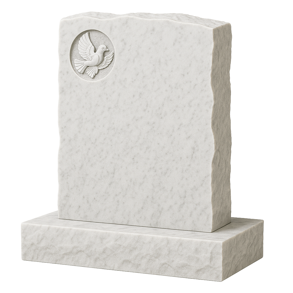 Elysian Natural Rock Headstone with Carved Dove | MM045