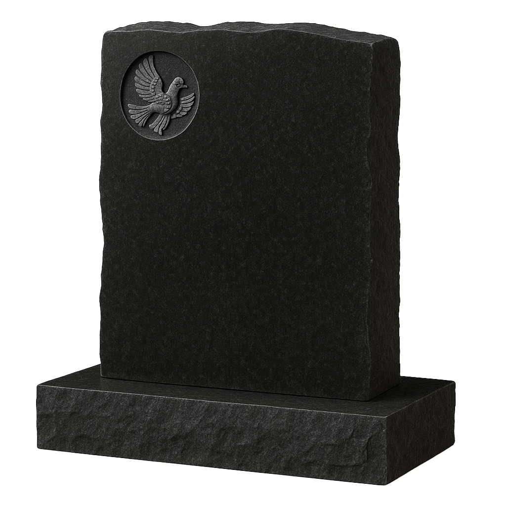 Elysian Natural Rock Headstone with Carved Dove | MM045