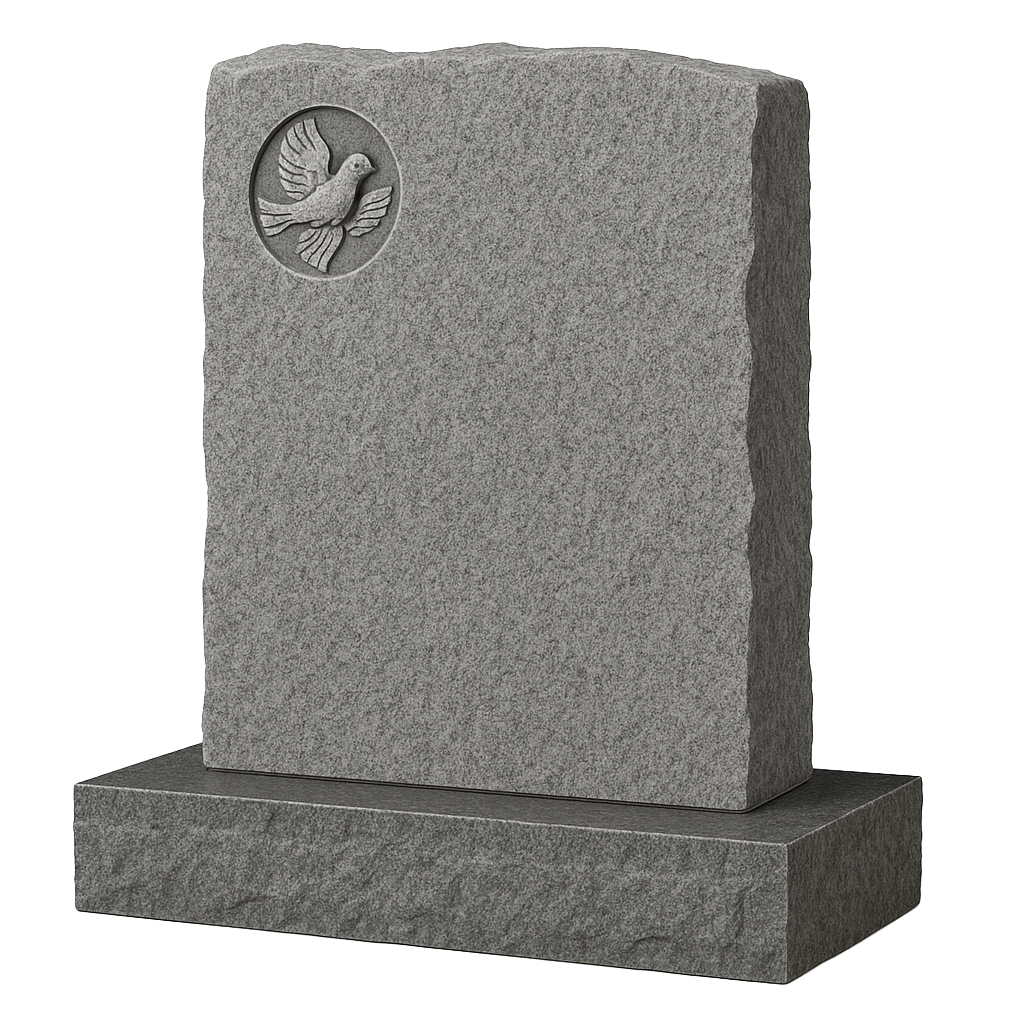 Elysian Natural Rock Headstone with Carved Dove | MM045