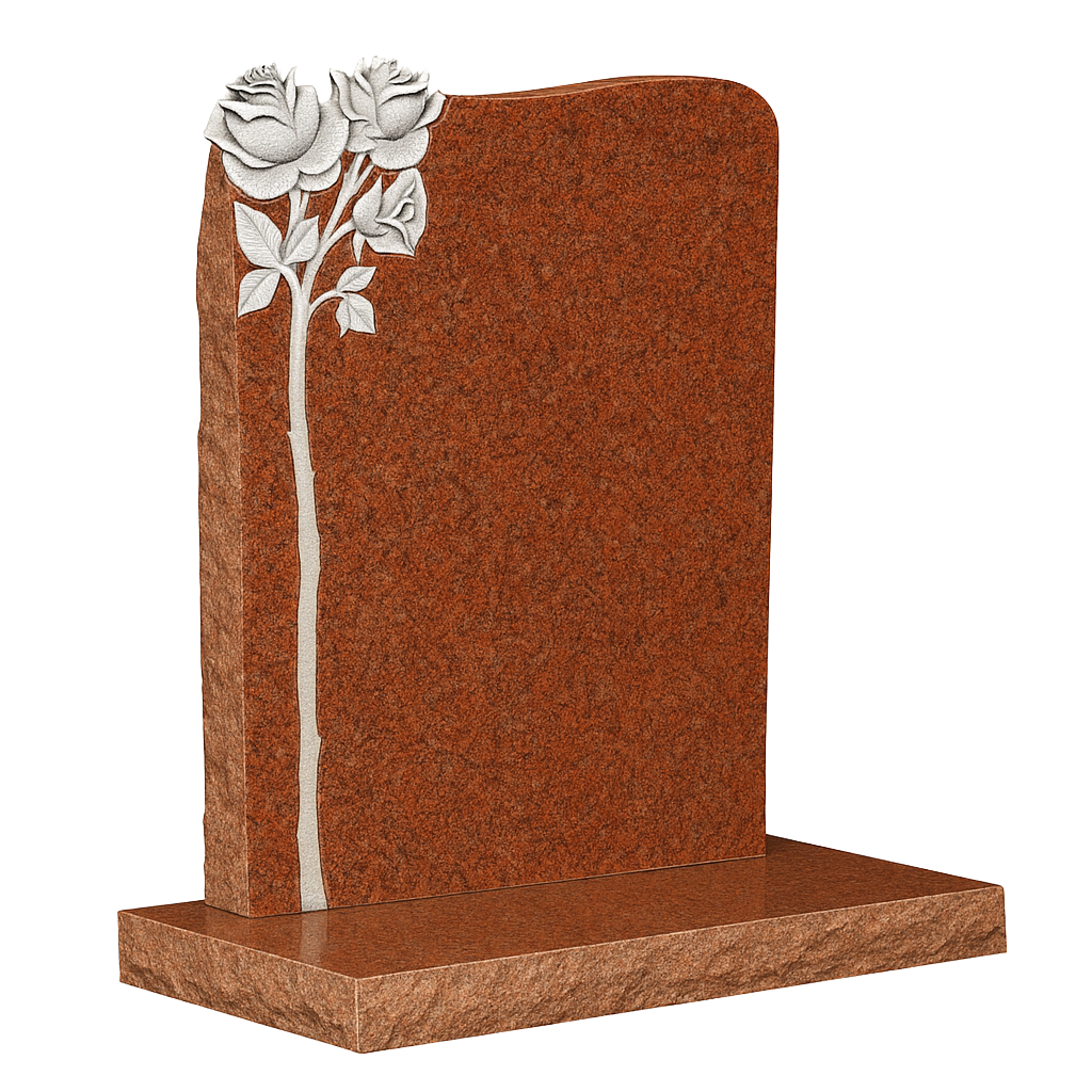 Rosaria Natural Rock Headstone with Carved Roses | MM030