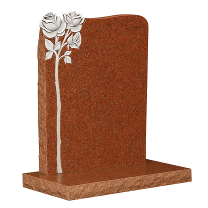 Rosaria Natural Rock Headstone with Carved Roses | MM030
