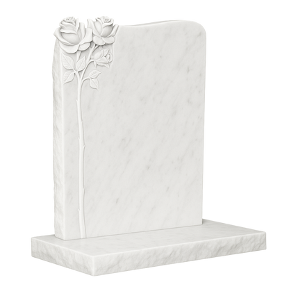 Rosaria Natural Rock Headstone with Carved Roses | MM030