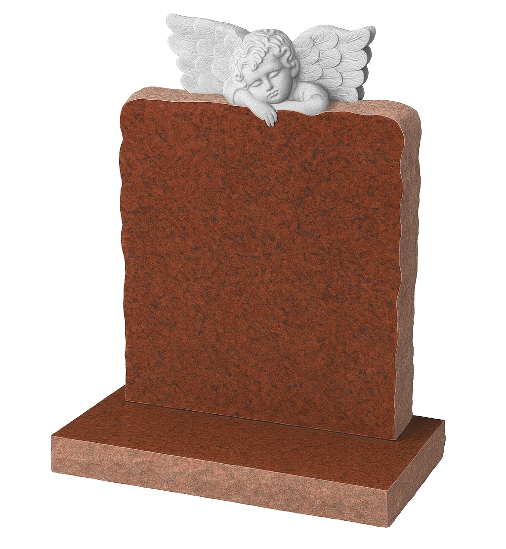 Cherubim Carved Cherub Natural Rock Headstone | MM041