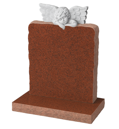 Cherubim Carved Cherub Natural Rock Headstone | MM041