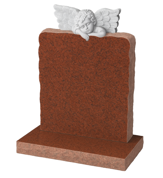 Cherubim Carved Cherub Natural Rock Headstone | MM041