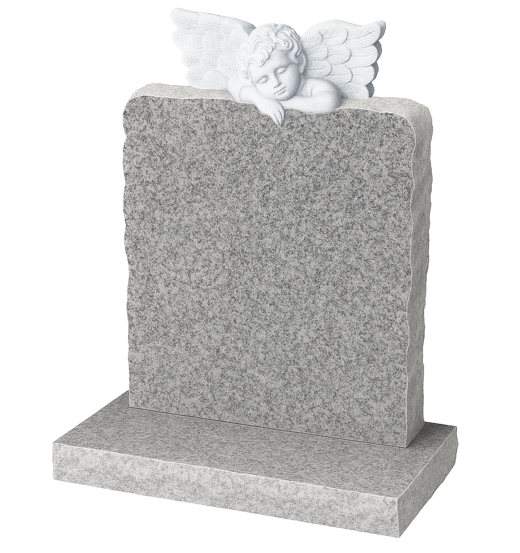 Cherubim Carved Cherub Natural Rock Headstone | MM041