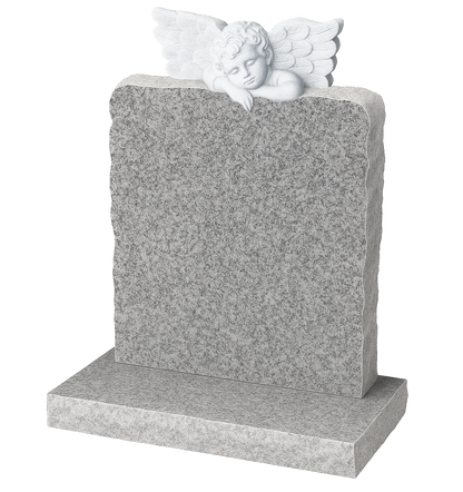 Cherubim Carved Cherub Natural Rock Headstone | MM041