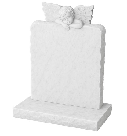 Cherubim Carved Cherub Natural Rock Headstone | MM041