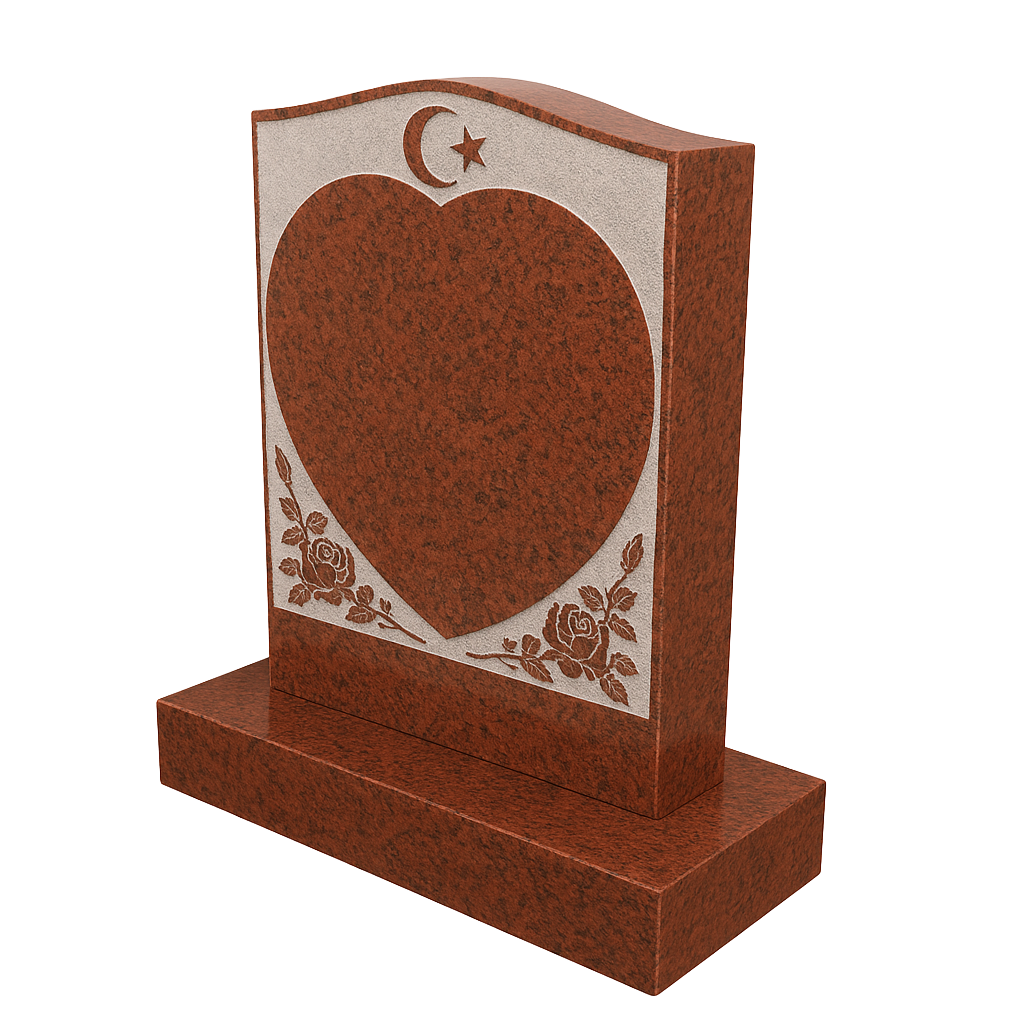 Lunara Islamic Crescent, Star & Heart Headstone | MM055