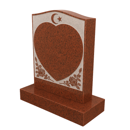 Lunara Islamic Crescent, Star & Heart Headstone | MM055