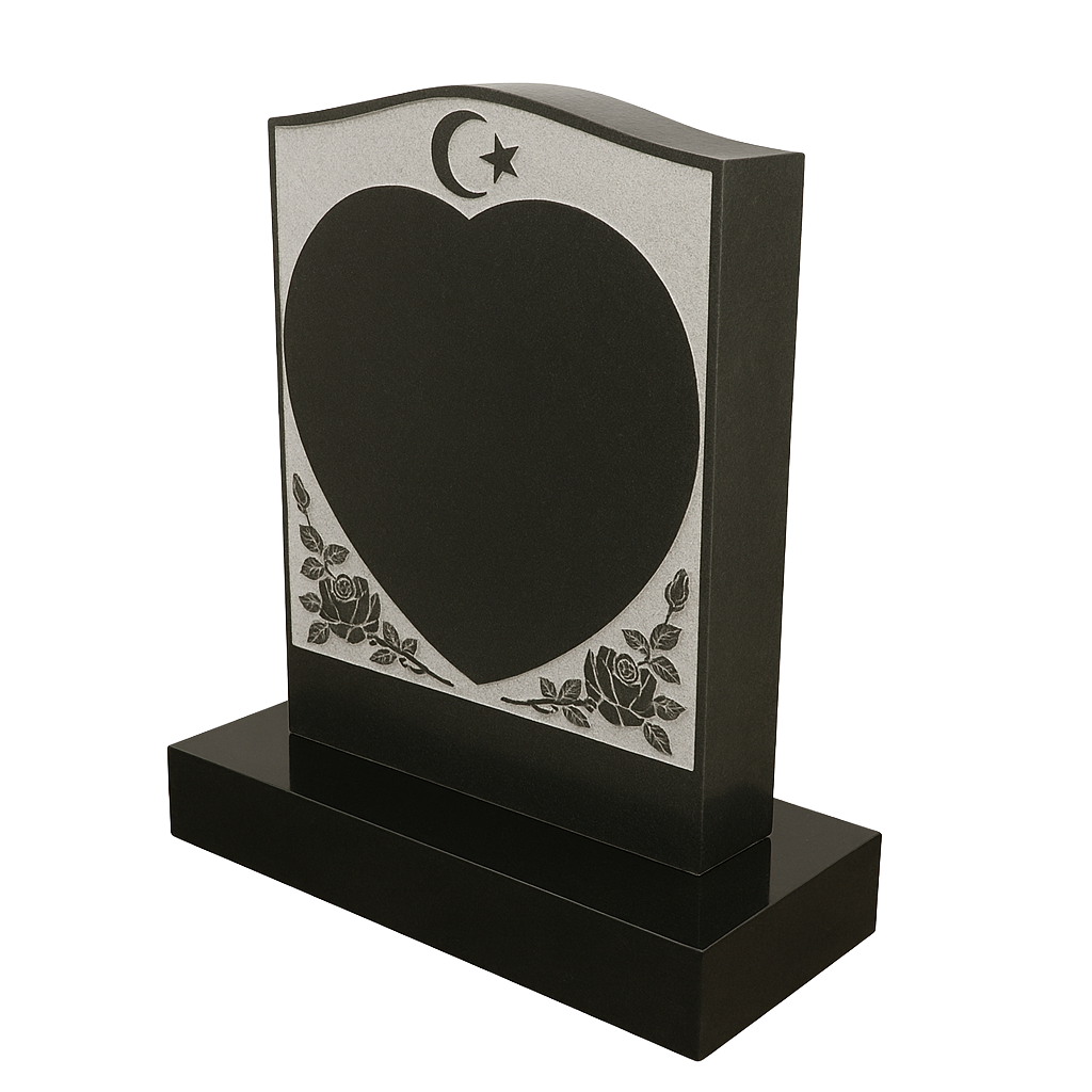 Lunara Islamic Crescent, Star & Heart Headstone | MM055