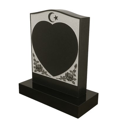 Lunara Islamic Crescent, Star & Heart Headstone | MM055