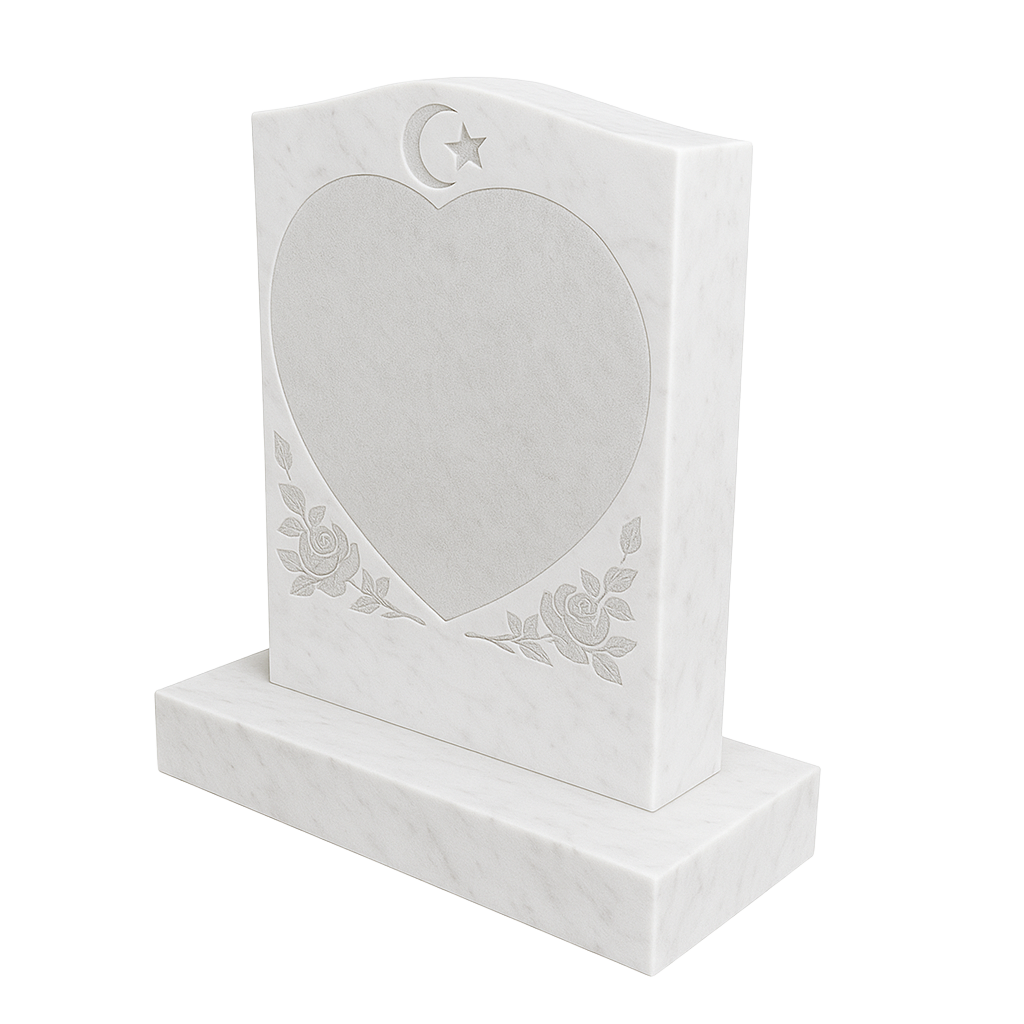 Lunara Islamic Crescent, Star & Heart Headstone | MM055