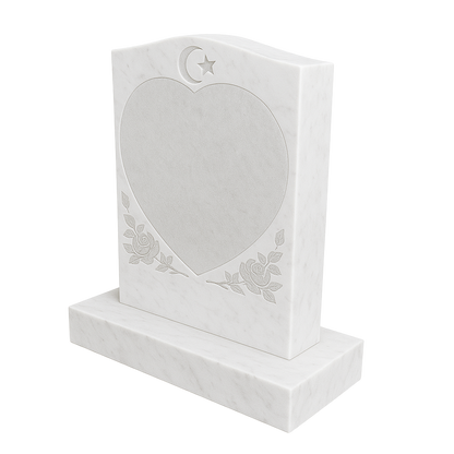 Lunara Islamic Crescent, Star & Heart Headstone | MM055