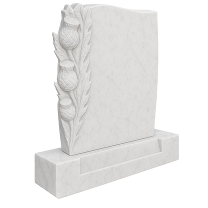 Thistledown Barrel Side Headstone with Carved Thistles | MM061