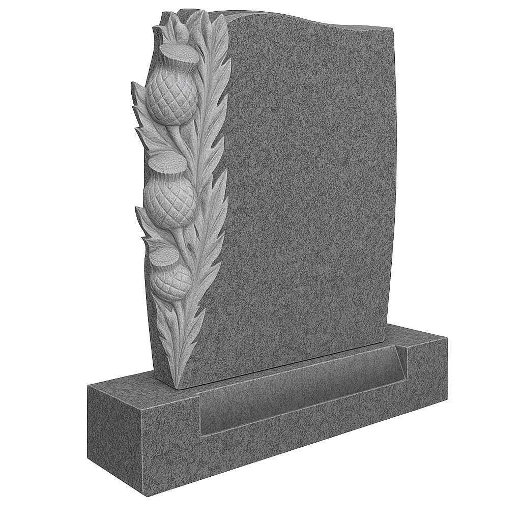 Thistledown Barrel Side Headstone with Carved Thistles | MM061