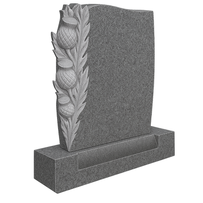 Thistledown Barrel Side Headstone with Carved Thistles | MM061