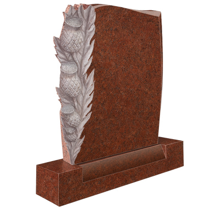 Thistledown Barrel Side Headstone with Carved Thistles | MM061