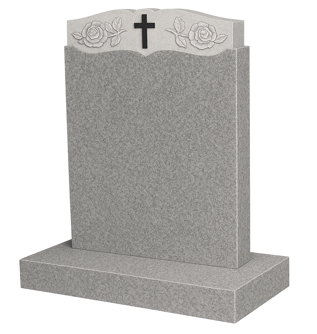 Gracecrest Headstone with Carved Cross & Roses | MM062