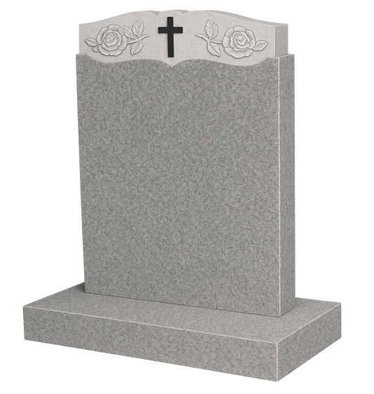 Gracecrest Headstone with Carved Cross & Roses | MM062