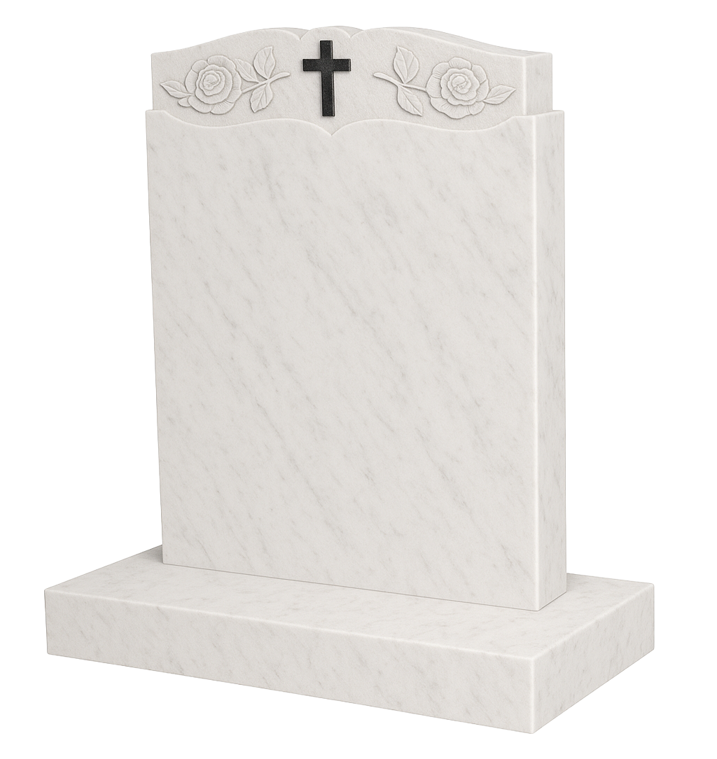 Gracecrest Headstone with Carved Cross & Roses | MM062