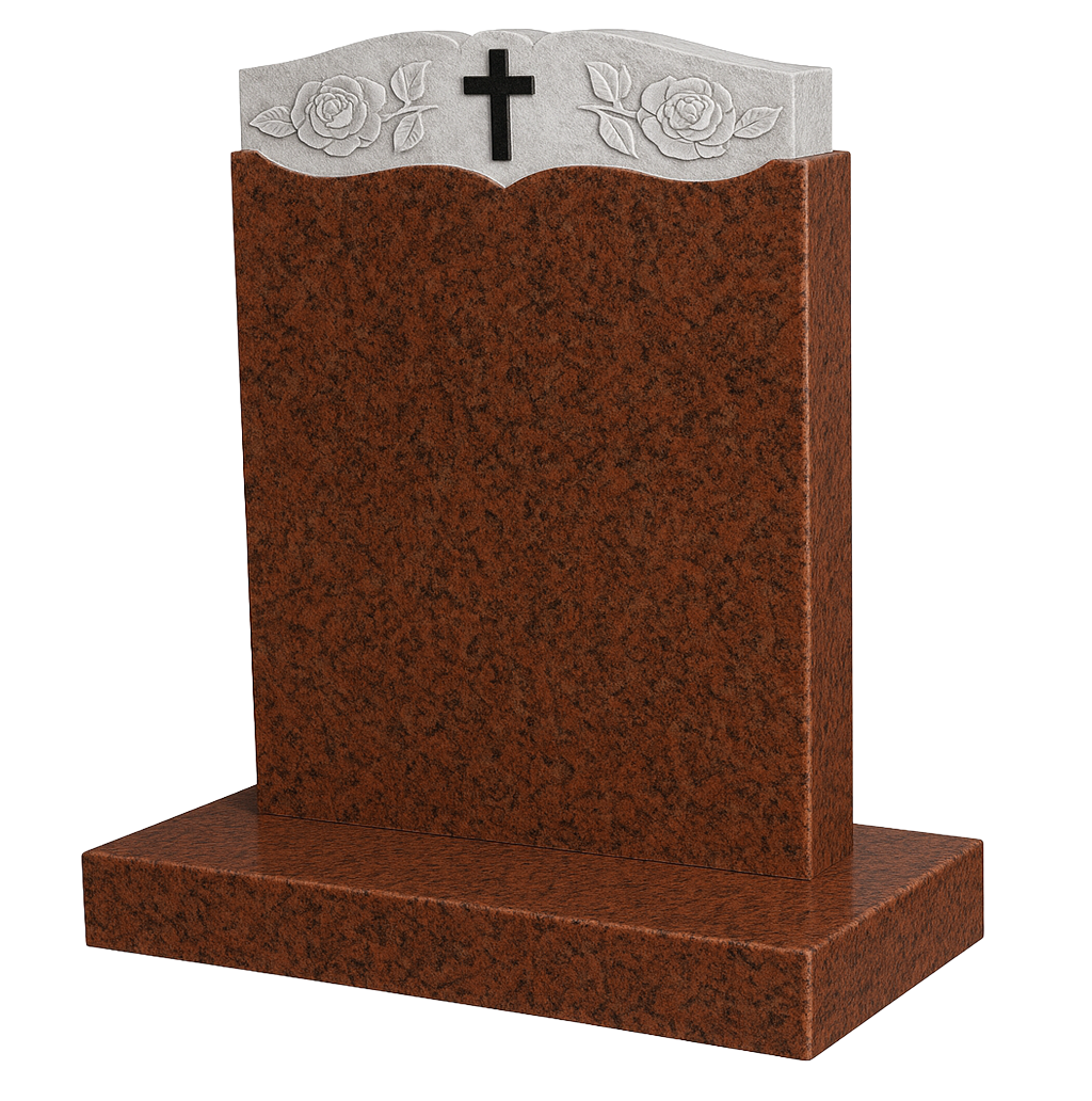 Gracecrest Headstone with Carved Cross & Roses | MM062
