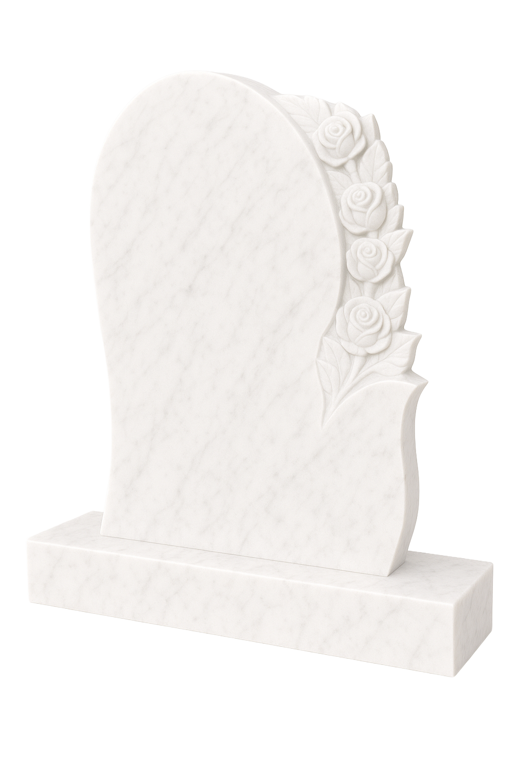 Rosavere Shaped Headstone with Carved Roses | MM064