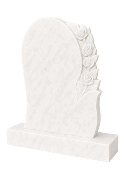 Rosavere Shaped Headstone with Carved Roses | MM064