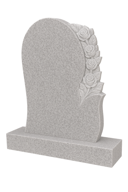 Rosavere Shaped Headstone with Carved Roses | MM064