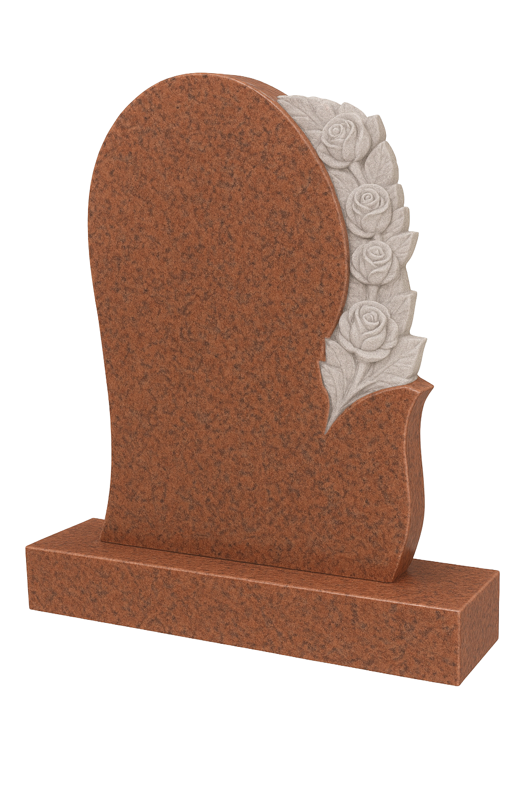 Rosavere Shaped Headstone with Carved Roses | MM064