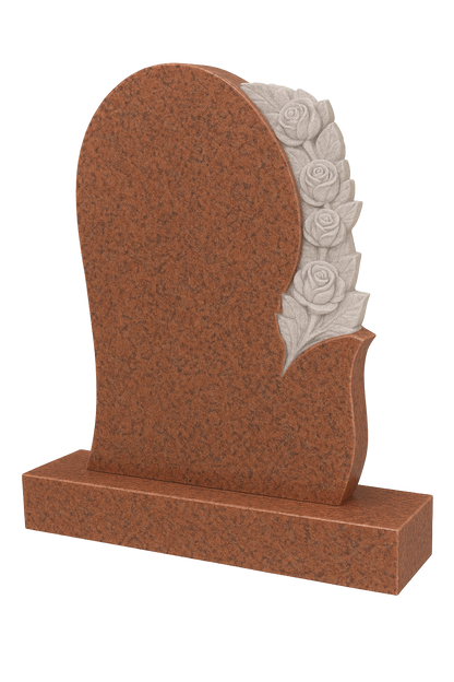 Rosavere Shaped Headstone with Carved Roses | MM064