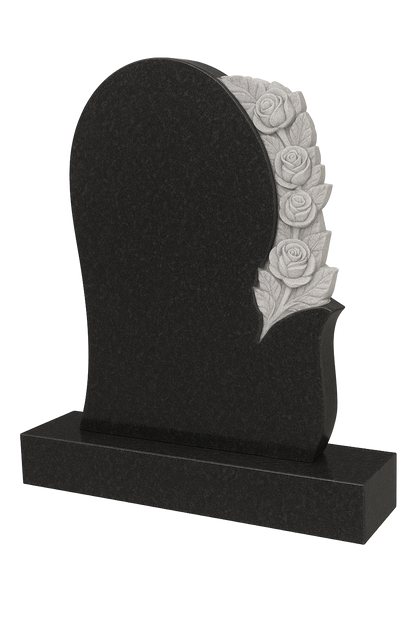 Rosavere Shaped Headstone with Carved Roses | MM064