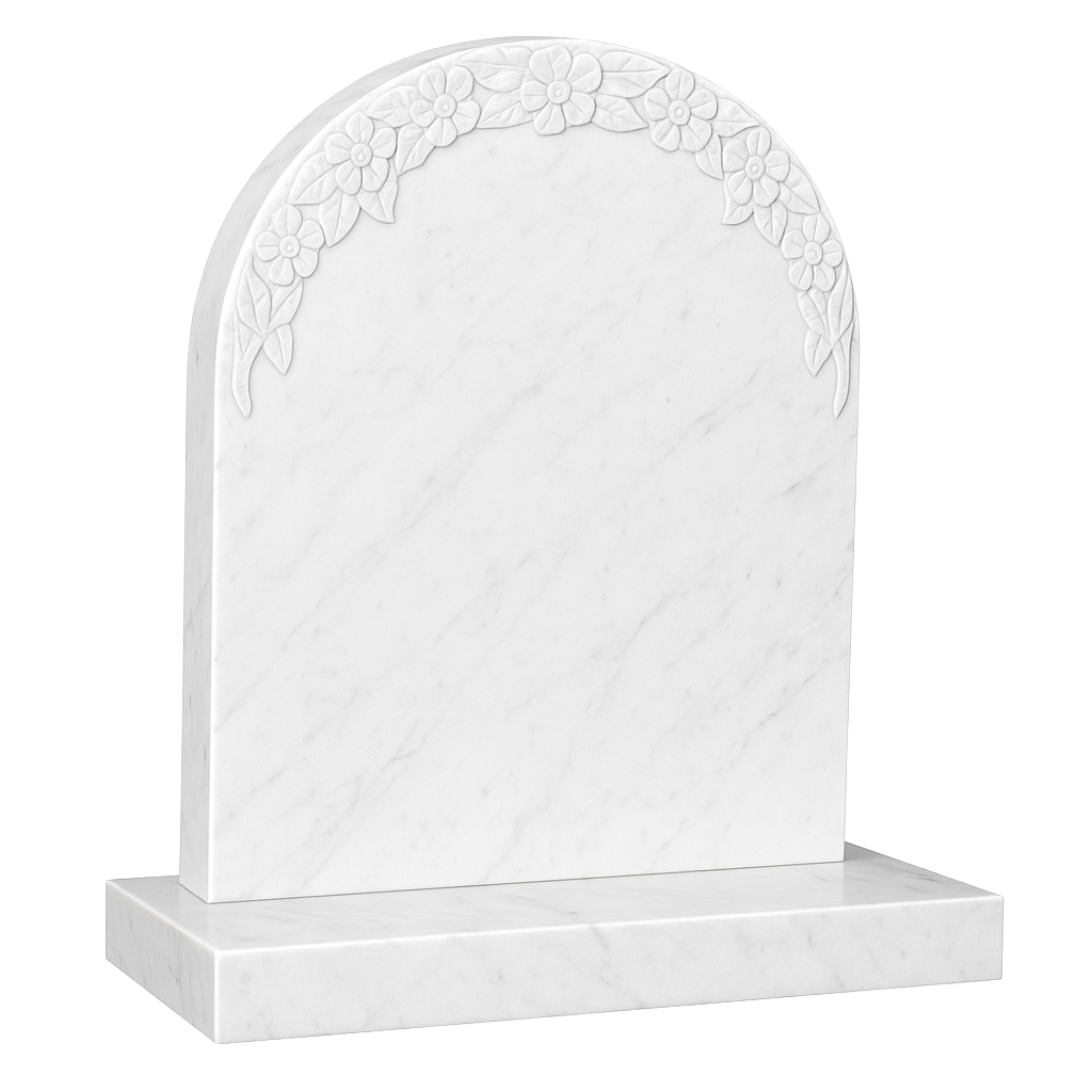 Rosamira Round Top Headstone with Carved Wild Roses | MM065